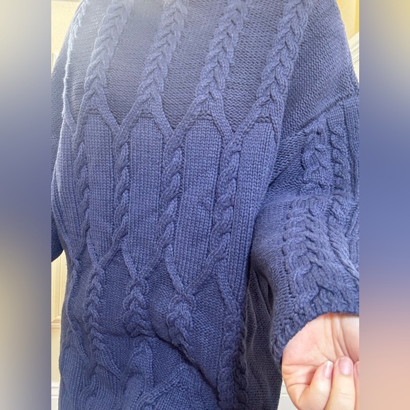 Anthropologie Cozy Blue Cable Knit Sweater Dress - Picture 9 of 9